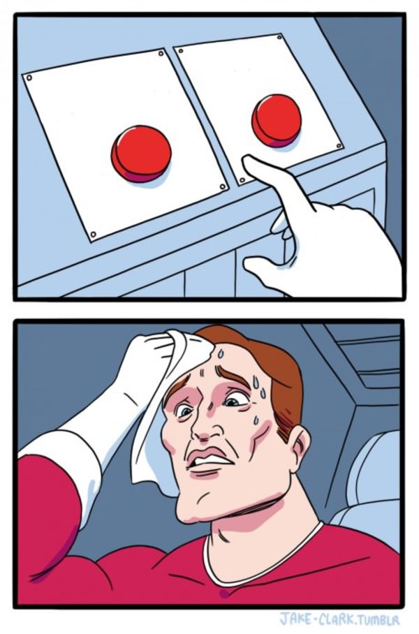 Two Buttons meme about Sola Wood Flowers