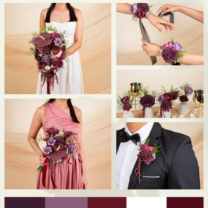 Dark & Moody theme collage in deep burgundy and plum
